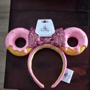Disney Pink Donut Minnie Headband with Sequin Bow